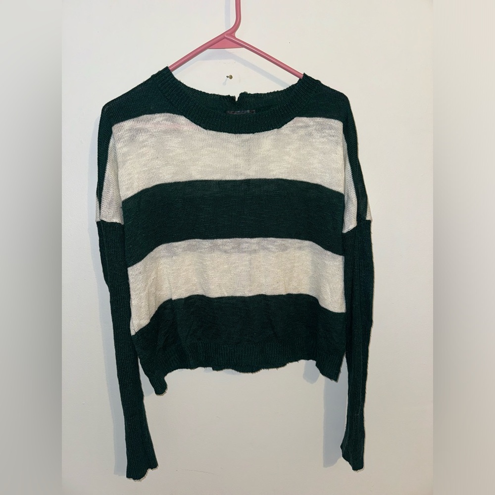 Green and white striped sweater from Nordstrom